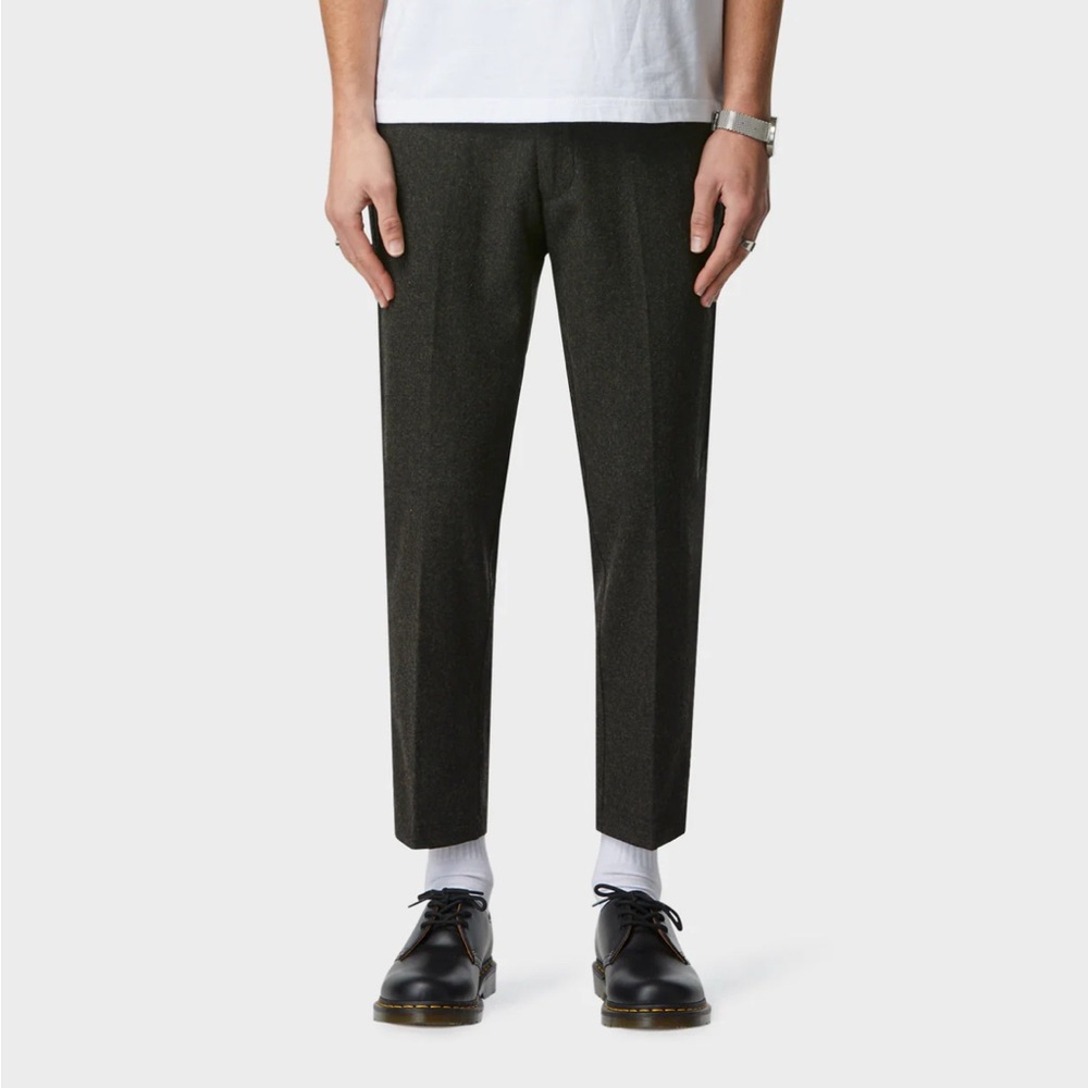 Stylish Dark Olive Wool Slim Kobe Pants